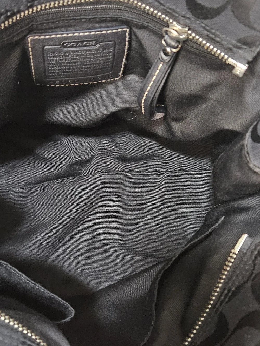 Coach Hampton Vintage 2006 Black Signature Canvas Tote with Silver Hardware